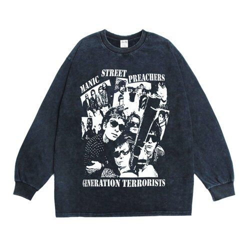 狂躁街道传教者乐队印花长袖T恤