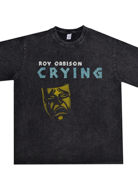 数码直喷摇滚组合Roy Orbison罗伊·奥比森做旧T恤短袖重磅纯棉