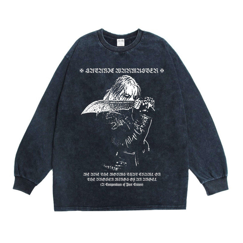 数码直喷黑金属撒旦的将领satanic warmaster摇滚乐队长袖t恤纯棉