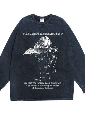 数码直喷黑金属撒旦的将领Satanic Warmaster摇滚乐队长袖T恤纯棉