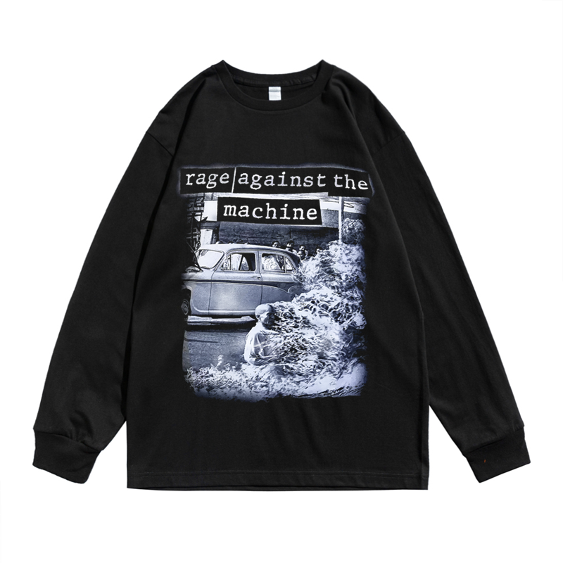 讨伐体制乐团Rage Against The Machine摇滚个性印花长袖T恤男女