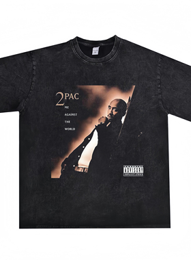 数码直喷歌手图派克·夏库尔Tupac Shakur2PC印花T恤短袖重磅纯棉