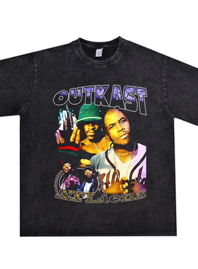 Outkast流浪者乐队HIP HOP双人组合OKB说唱嘻哈T恤宽松男可定制