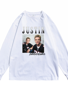 JT贾斯汀·汀布莱克Justin Timberlake个性人物印花长袖T恤男女款