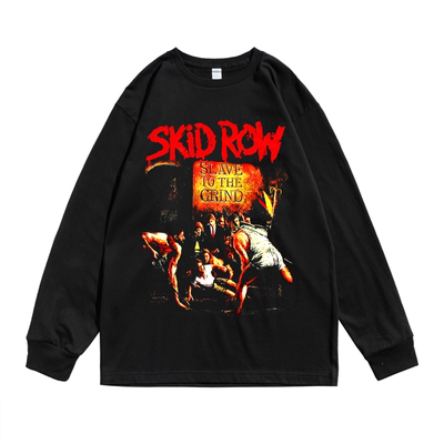穷街Skid Row乐队欧美华丽重金属硬摇滚大码街头男女纯棉长袖T恤
