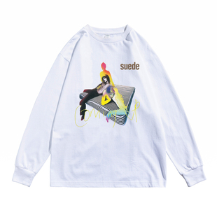 英国摇滚Suede山羊皮乐队专辑封面印花个性T恤长袖街头宽松男女潮