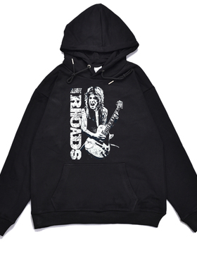 美国吉他手Randy Rhoads摇滚人物印花连帽卫衣宽松男女同款外套