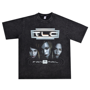 宽松重磅纯棉 Scrubs嘻哈印花圆领T恤短袖 数码 直喷女团TLC乐队No