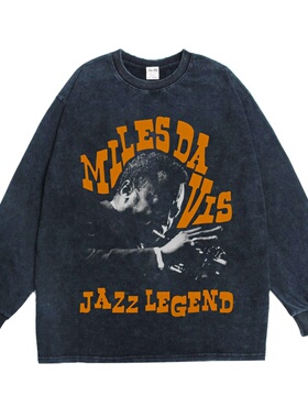 黑暗王子Miles Davis迈尔斯·戴维斯爵士乐印花长袖T恤男女同款