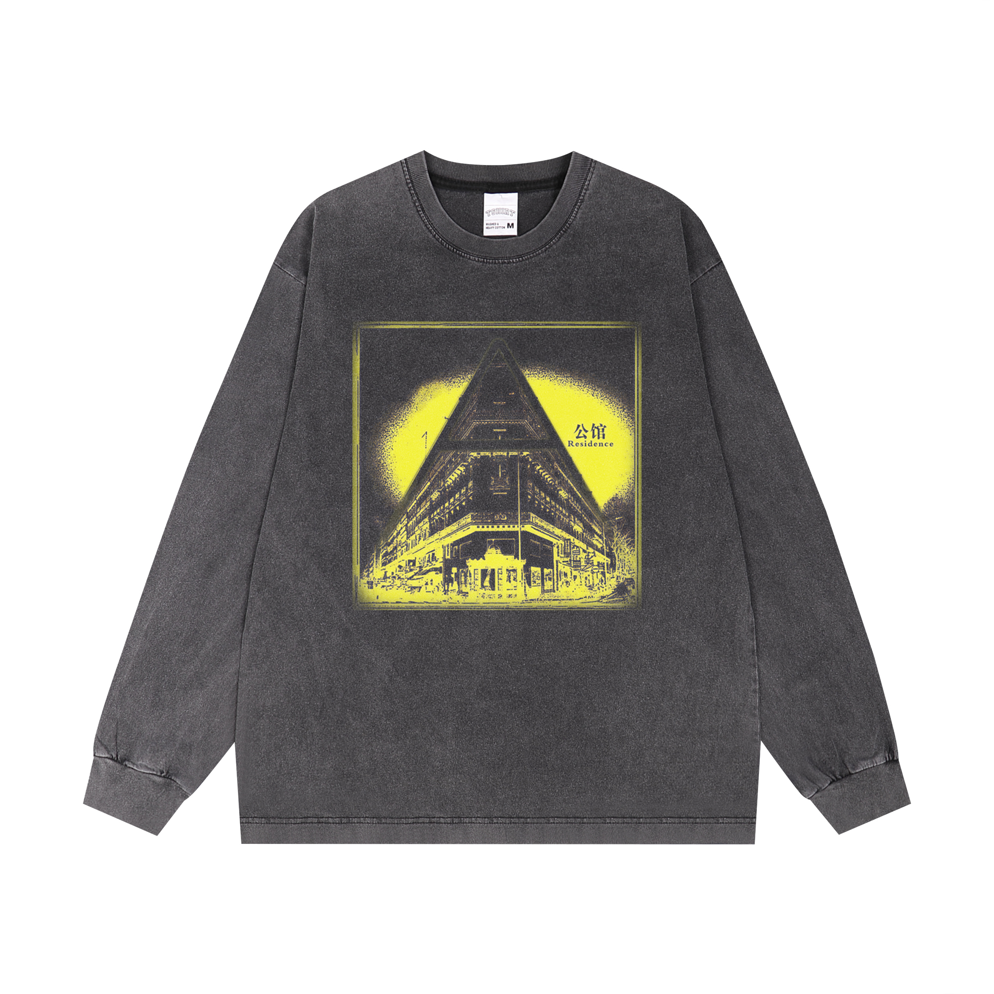 喷印摇滚A公馆乐队重磅纯棉印花长袖T恤宽松重磅纯棉美式复古