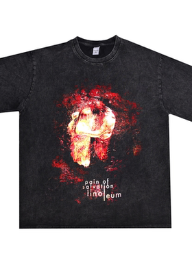 瑞典金属摇滚Pain of Salvation乐队Daniel Gildenlow水洗做旧T恤