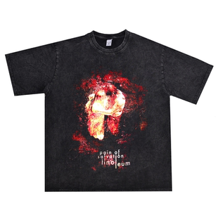 瑞典金属摇滚Pain of Salvation乐队Daniel Gildenlow水洗做旧T恤