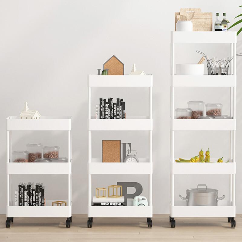 密林落地夹缝置物架多层果蔬储物小推车缝隙冰箱侧收纳架五层白22