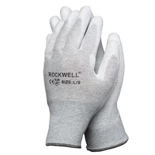瑞珂韦尔 PUC101碳纤维防静电手套PU浸胶无尘精细作业10 Rockwell