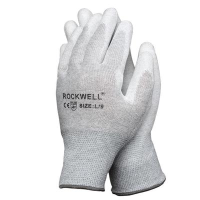 瑞珂韦尔(Rockwell)PUC101碳纤维防静电手套PU浸胶无尘精细作业10