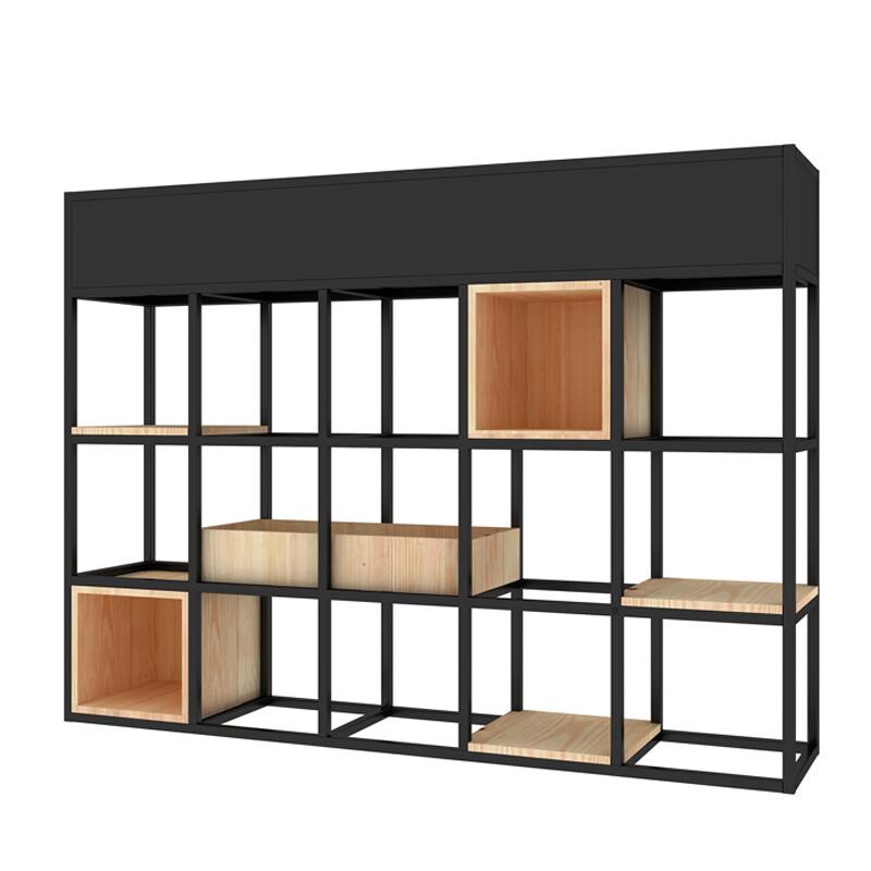 趣尚居屏风工业风铁艺实木办公室玄关隔断花架卡座绿植矮餐厅装饰