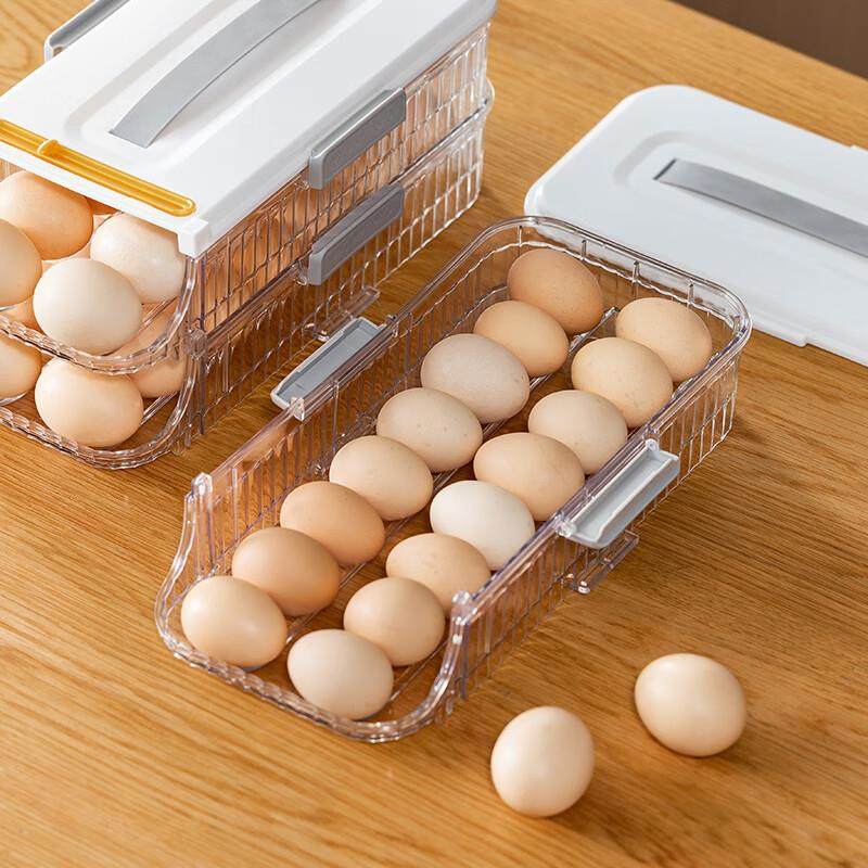 凤全冰箱门滚动鸡蛋架托鸡蛋收纳盒冰箱可叠加便携鸡蛋盒厨房装鸡