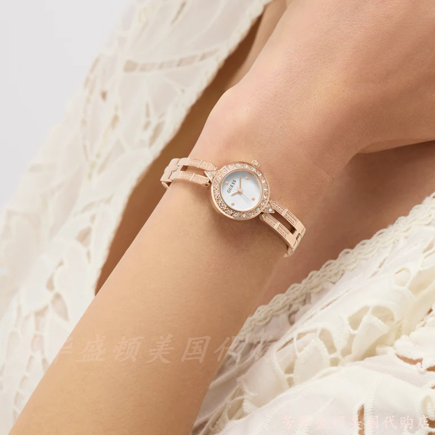 代购正品盖斯GUESS镶钻简约小表盘手链式创意时尚石英女手表新款
