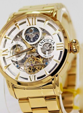 代购因维克塔22569经典复古罗马数字镂空月相男自动机械手表