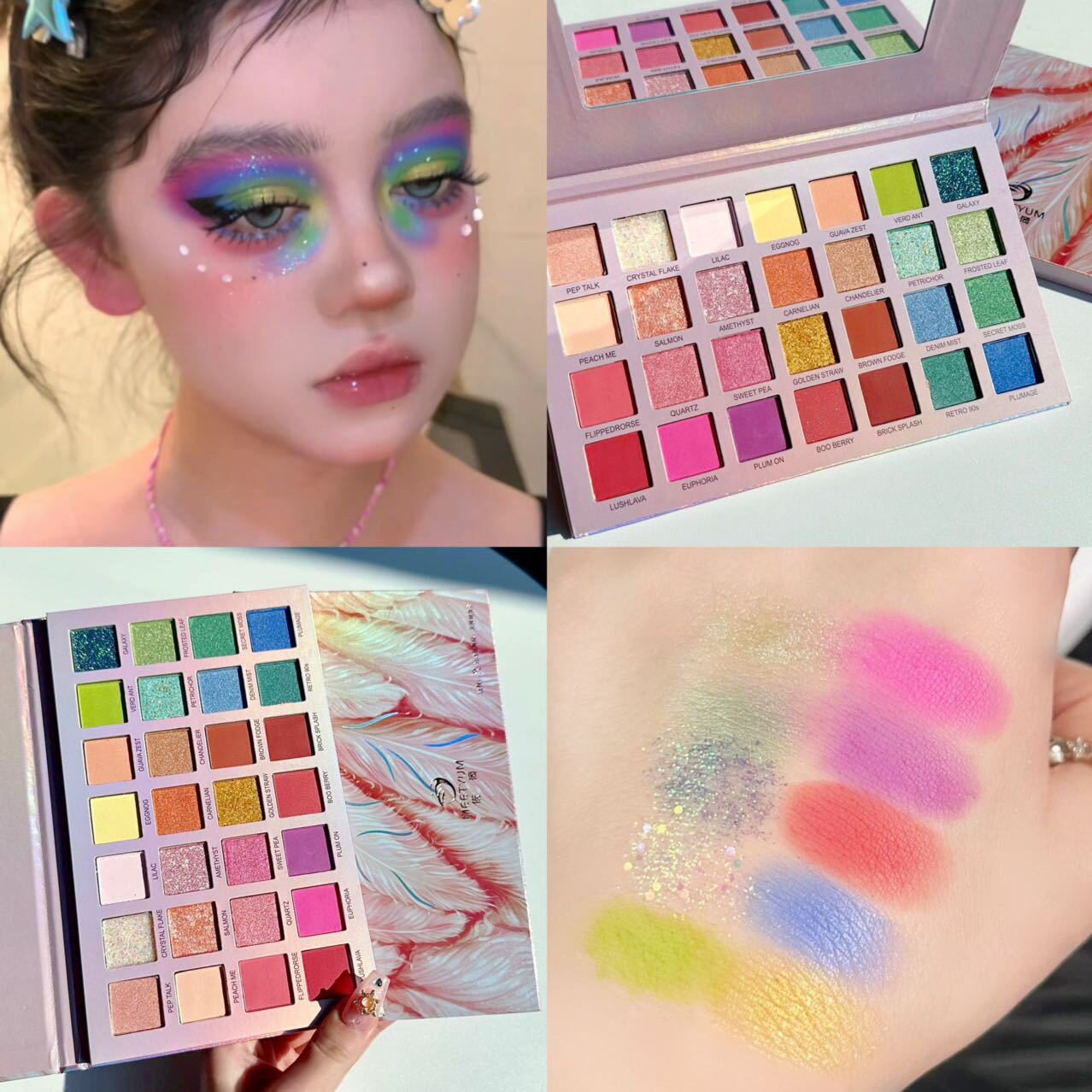 28色花开眼影低饱和彩色眼影盘演