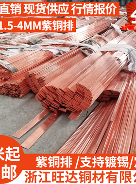 T2紫铜排扁条T3镀锡母线排TMY 纯红铜条方块板汇流排加工接地铜排