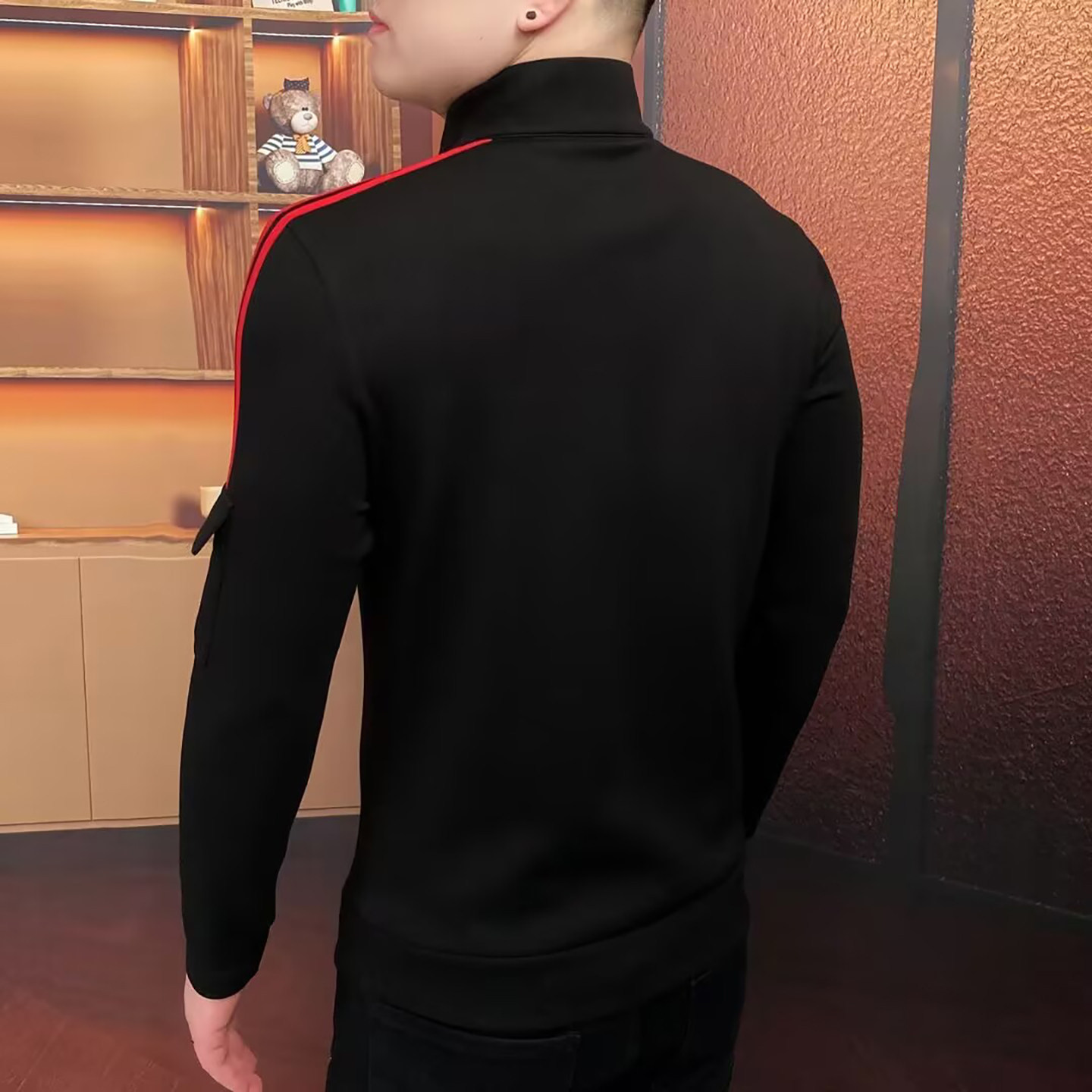 宏嫩男装红运当头加绒卫衣冬季男士款长袖针织打底衫休闲商务上衣