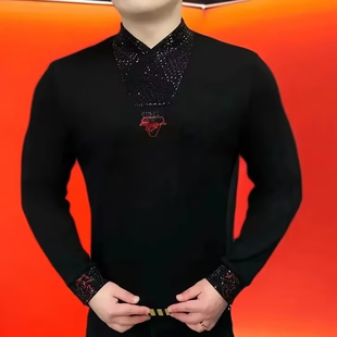 点击率男装高端红鬃烈马烫钻卫衣冬季男士加绒打底衫长袖百搭上衣