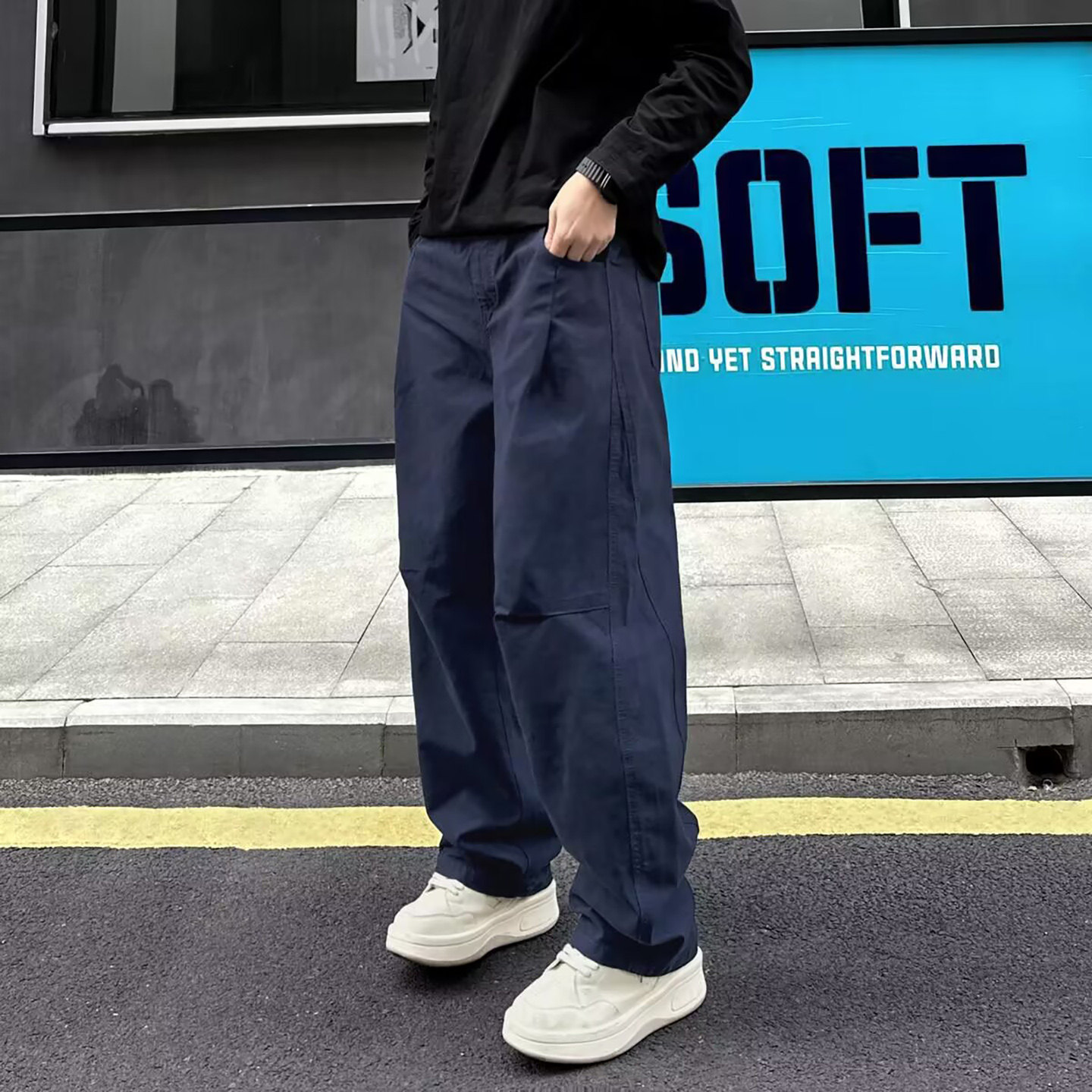 宏嫩男装美式工装休闲裤2026新款春夏男士阔腿运动裤潮流百搭裤子