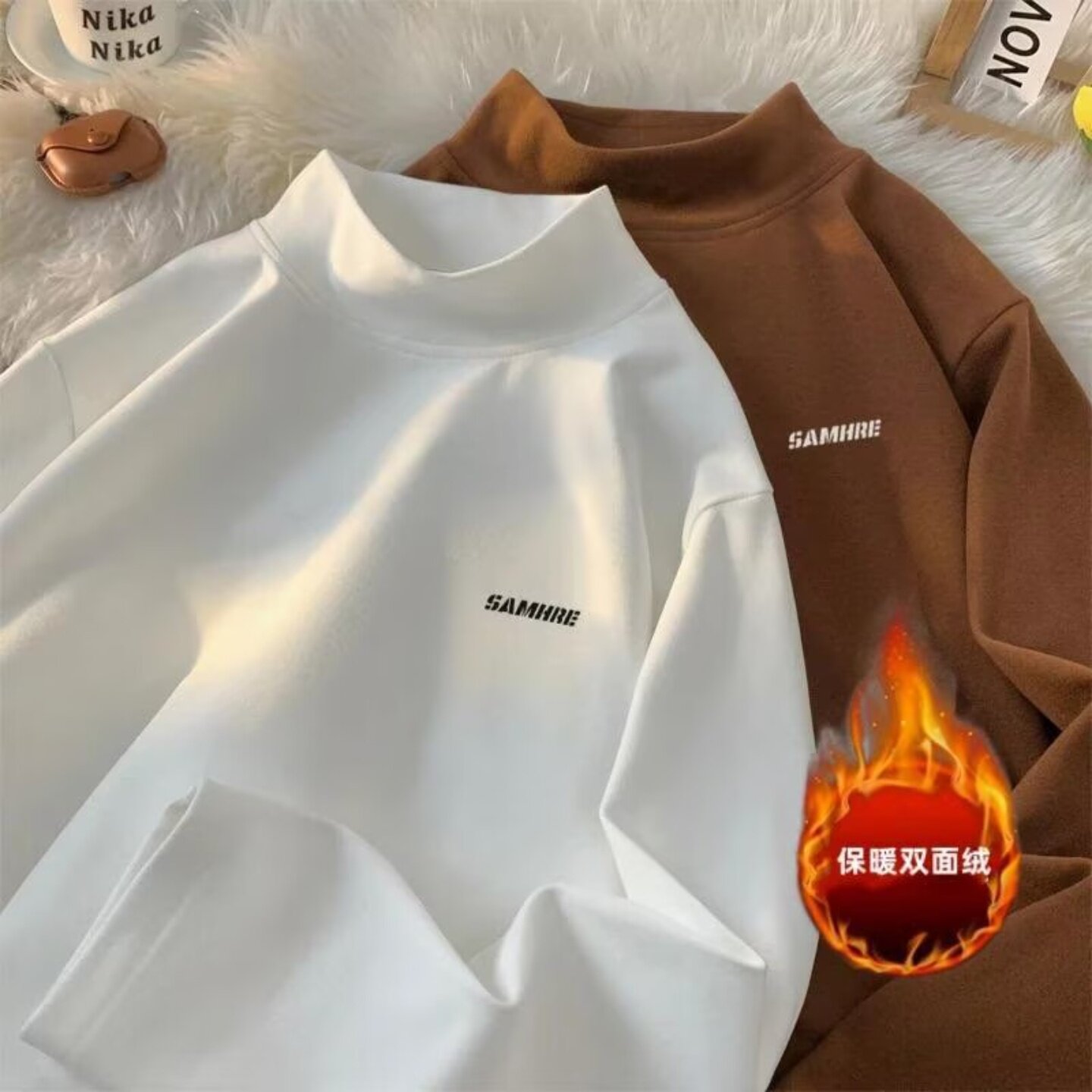 芸菲汇正品专卖男装双面绒保暖打底衫青少年长袖T恤秋冬潮流上衣