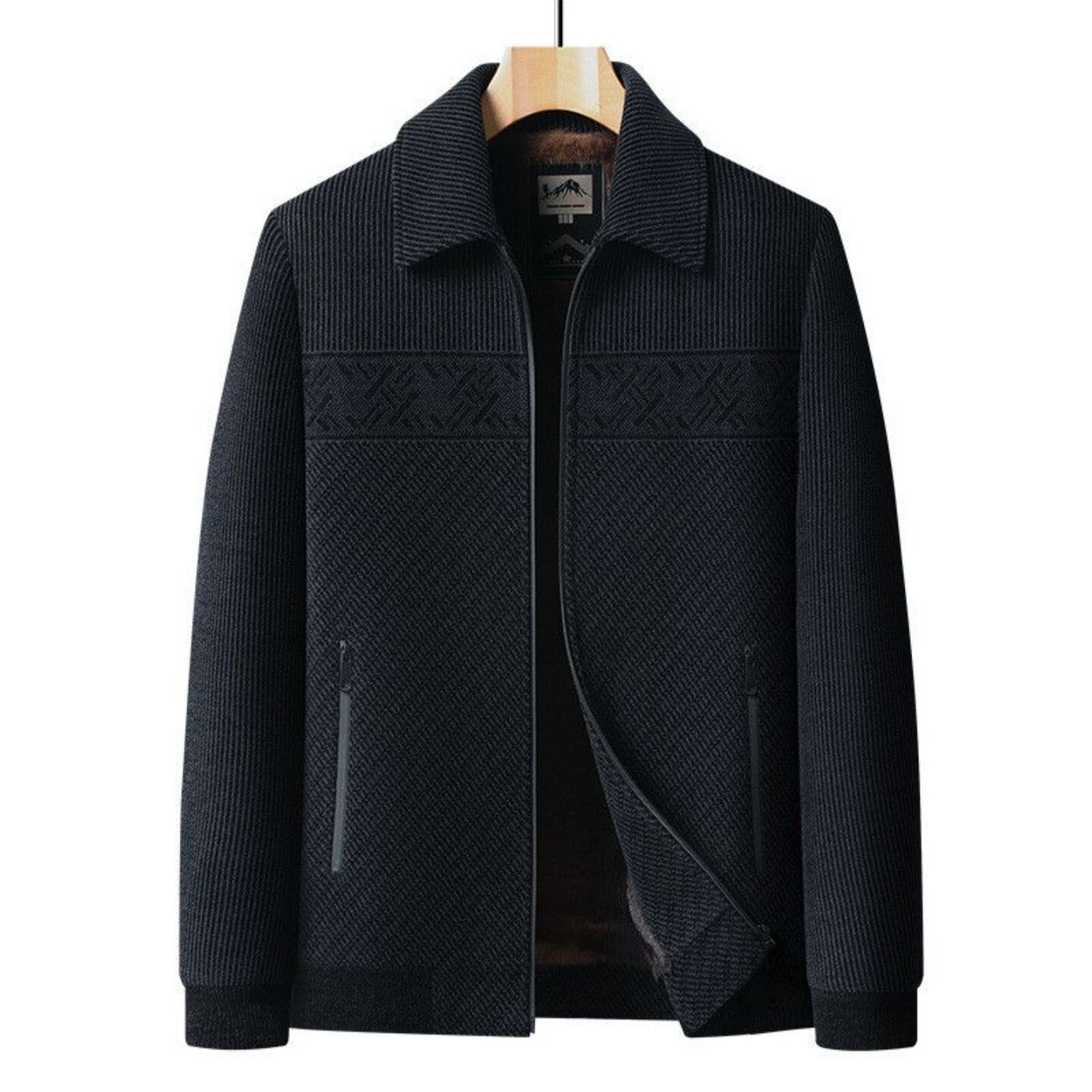 临蔡男装秋冬加绒加厚外套男士雪尼尔保暖夹克衫中老年爸爸装上衣