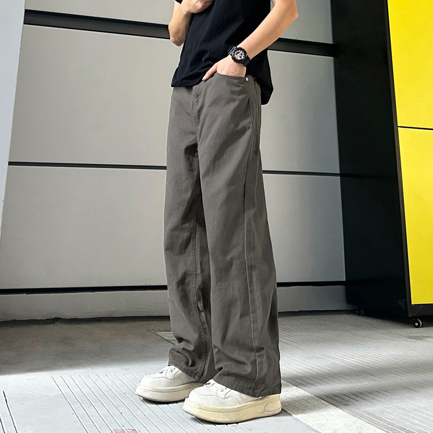 宏嫩男装甄选美拉德直筒牛仔裤春秋男士美式阔腿长裤百搭显瘦裤子