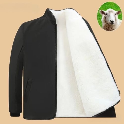 素萍男装加绒加厚仿羊毛棉服秋冬男士款皮毛一体棉袄时尚保暖上衣