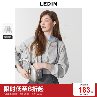 miu系双色帽绳设计上衣 新款 乐町韩系通勤截短式 卫衣外套2025春季