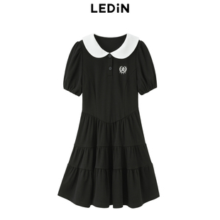 【商城同款】乐町甜美polo连衣裙夏新款学院风翻领T恤裙C2FAE2C06