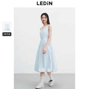 乐町花苞连衣裙女2025年夏季新款长款无袖韩系千金全棉柔软裙子