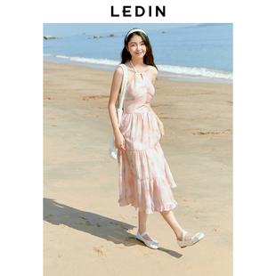 纯欲风挂脖连衣裙C1FAE2235 乐町夏季 商场同款