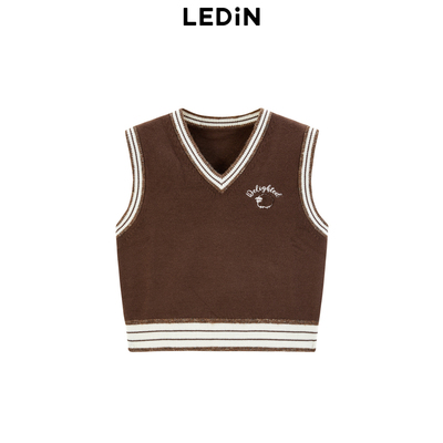 【商场同款】乐町V领撞边线背心24冬新款针织毛衣马甲C2EFE4202