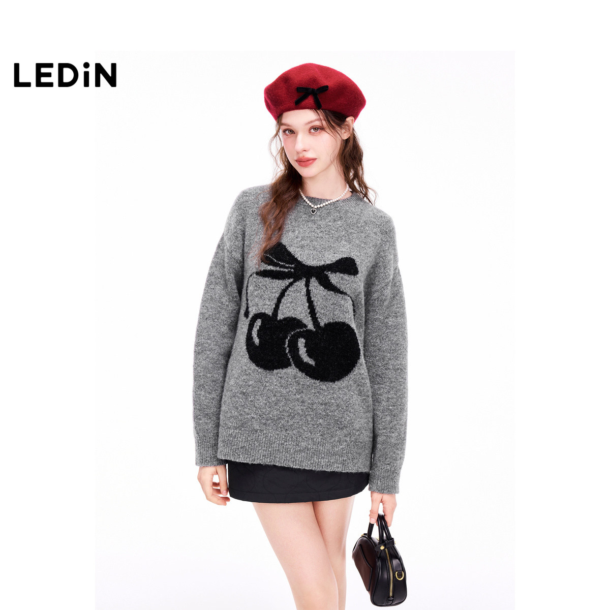 【商场同款】乐町樱桃线套衫冬季新款针织宽松毛衣C1EEE4310,女装/女士精品,毛针织衫,淘宝优惠券,粉丝福利购,淘宝优惠卷