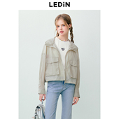 新款 乐町休闲工装 连帽宽松防紫外线外套夏季 大帽檐原纱防晒衣