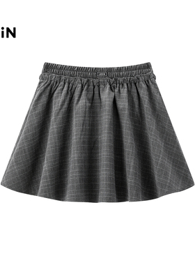 【商场同款】乐町绣标灰色短裙夏季新款显瘦A字半身裙C1GEF2725