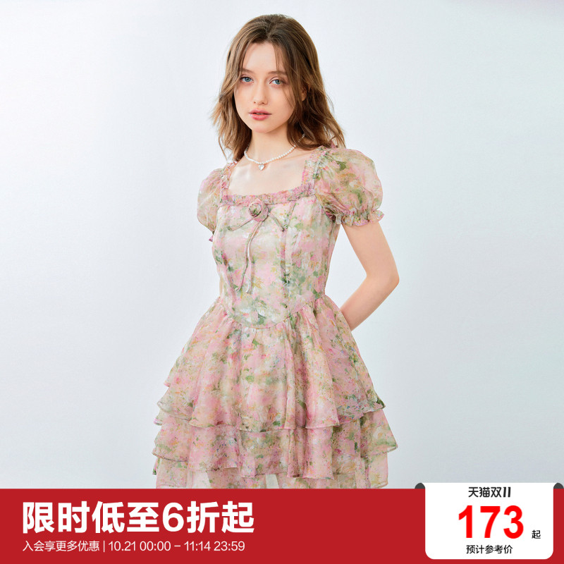 【小野新泽联名】乐町夏新款玛德琳玫瑰心动连衣裙C1FAE2231