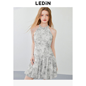 乐町立体花苞挂脖裙夏季 肌理感削肩短裙出街打卡吊带裙 新款