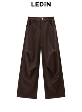 【商场同款】乐町甜酷打褶工装阔腿裤冬新款高腰休闲裤C2GBE4201