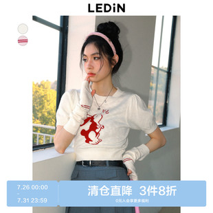 新款 乐町短款 上衣秋季 套甜美兔子毛衣C1EED3402 袖 断码 清仓