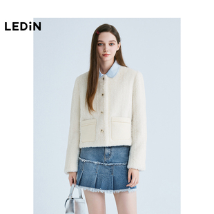 【商场同款】乐町2025春季新款千金风白色小香风厚外套C1AEF1213