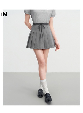 【商场同款】乐町腰头撞色百褶裙春款学院风通勤半身裙C2GEF1506