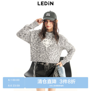 秋冬新款 乐町连帽短款 花纱套衫 C2EED4E06 针织衫 反季 清仓