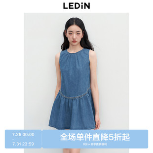 裙子 乐町甜美牛仔连衣裙女2025年夏季 新款 柔软后背绑带短款 A版