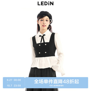 新款 外套女C1CDE1309 上衣24春季 樂町黑白拼接款