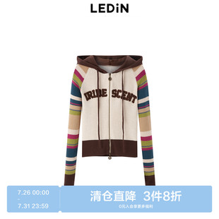 断码 乐町插肩袖 清仓 女生毛衣C2EDD4154 连帽开衫 秋冬休闲时尚